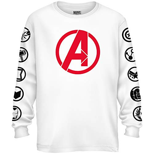 Marvel Avengers Endgame Logo Symbol Captain Marvel America Graphic Longsleeve T Shirt White Large