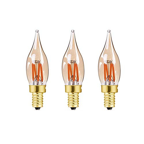 Grensk -C22T/CA7 2W Edison LED Filament Candelabra Light Bulb -16W Equivalent, E12 Small Base,Bent Tip -Ultra Warm White 2200K for Chandelier Candle Lamp Decorative (Amber Glow) -Non Dimmable, 3-Pack Grensk -C22T/CA7 2W Edison LED Filament Candelabra Light Bulb -16W Equivalent, E12 Small Base,Bent Tip -Ultra Warm White 2200K for Chandelier Candle Lamp Decorative (Amber Glow) -Non Dimmable, 3-Pack