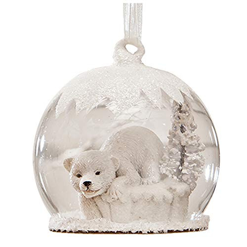 Glitter Polar Bear Snow Globe Christmas Retro Vintage Decor Ornament