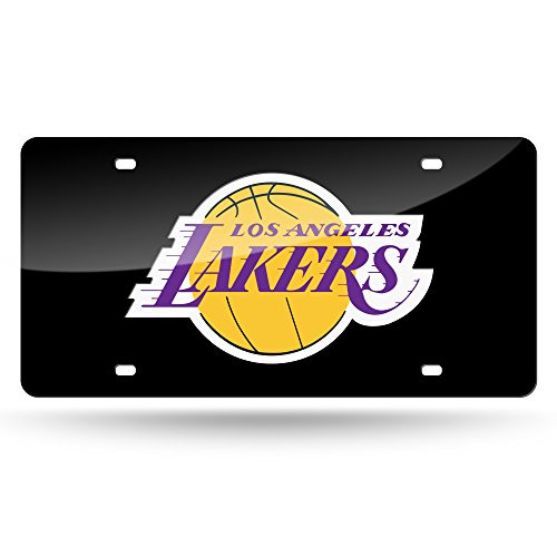 NBA Rico Industries Laser Inlaid Metal License Plate Tag  Los Angeles Lakers   Black