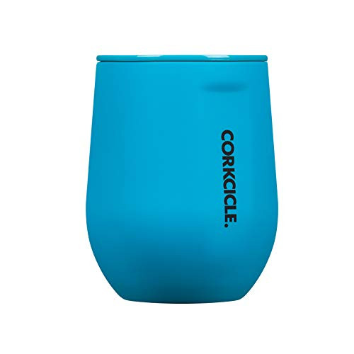 Corkcicle 12 oz Triple Insulated Stemless Glass  Perfect for Wine    Neon Blue