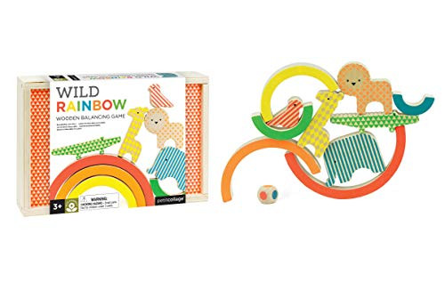 Petit Collage Eco Friendly Wild Rainbow Wooden Balancing Game, Ages 3+, 2-4 Players