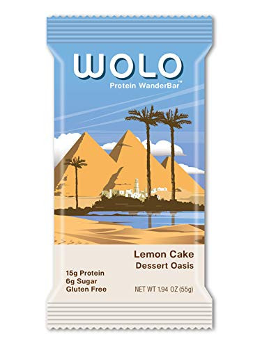 WOLO WanderBar Lemon Cake Natural Protein Bar  Gluten Free Protein Snack with Whey Protein Pea Protein Milk Protein and Antioxidants 12 Count