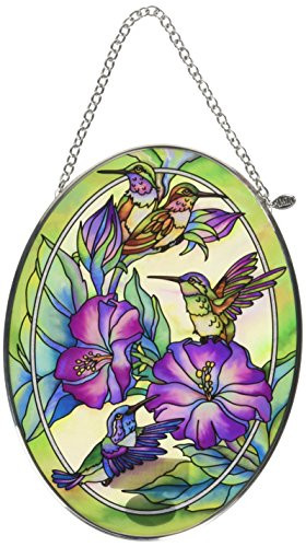 Amia Hummertime  Hummingbird Glass Suncatcher  7   Multicolor
