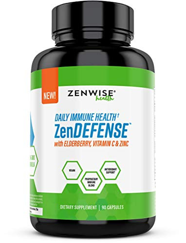 Daily Immune System Defense Supplement   with Elderberry  Vitamin C   Zinc   Supports Immunity   Inflammatory Response   Magnesium  Garlic  Turmeric   Quercetin   Vegan Complex
