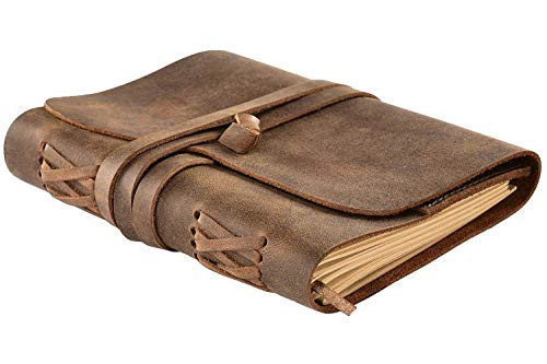 Refillable Leather Journal with Lined Pages   Brown Leather Journal for Men and Women   Full Grain Leather Bound Journal   Leather Writing Notebook Gift Set   5x7  Natural Paper  100 gsm  200 Pages