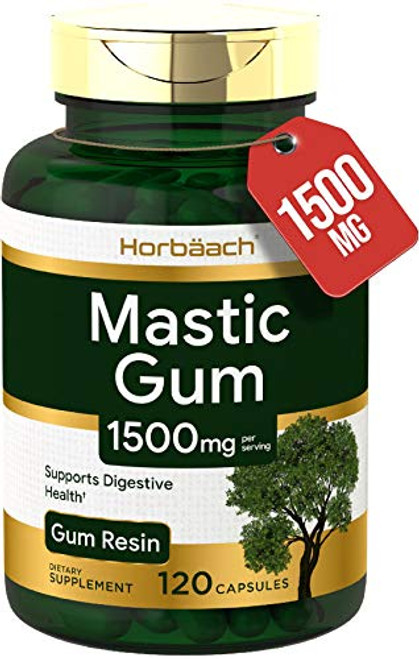 Horbaach Mastic Gum 1500mg 120 Capsules   Non GMO   Gluten Free