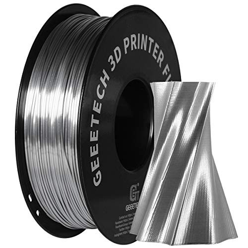 GEEETECH Metal Shine Filament 1 75mm for 3D Printer Silk PLA 1kg  2 2lbs  Spool  Metallic Silver