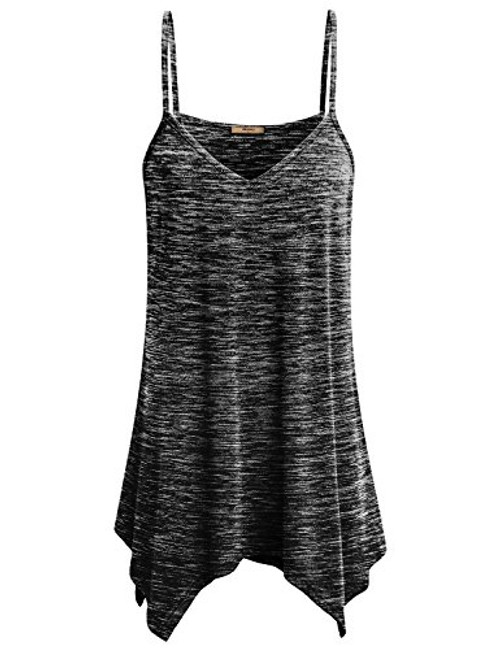 Miusey Tunic Tank Tops for Women Ladies Handkerchief Hem Fowly Top Casual Summer Spaghetti Strap Camisoles Cotton XL Space Dye Black Miusey Tunic Tank Tops for Women Ladies Handkerchief Hem Fowly Top Casual Summer Spaghetti Strap Camisoles Cotton XL Space Dye Black