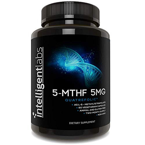 5MG L 5 MTHF by Intelligent Labs  L 5 Methyltetrahydrofolate Activated Folic Acid Supplement as Quatrefolic Acid®   Activated Folate  60 Capsules   2 Months Supply 5mg   5000mcg MTHF