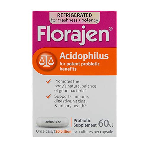 Florajen Acidophilus High Potency Refrigerated Probiotics Supports Overall Health 20 Billion CFUs for Potent Probiotic Benefits 60 Capsules Florajen Acidophilus High Potency Refrigerated Probiotics Supports Overall Health 20 Billion CFUs for Potent Probiotic Benefits 60 Capsules