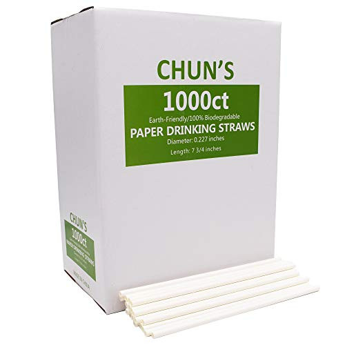 White Paper Straws Bulk 100 Biodegradable  1000 Count  7 75 inch  for Christmas  Wedding  Cocktail  Milk  Smoothies  Juices  Party and Drinks by CHUN S Store
