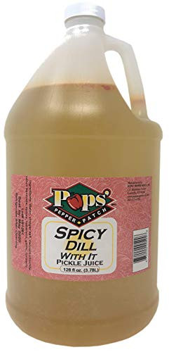 Pops Pepper Patch Spicy Dill Pickle Elixir One Gallon No Artificial Colors or Flavors For Muscle Cramps