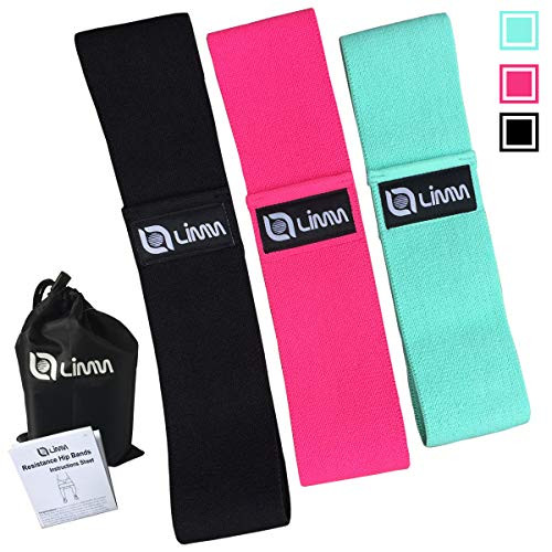Limm Booty Resistance Hip Bands   Fitness Loops to Activate Legs  Thighs  Bootie  Glutes and Core   Premium Elastic Non Slip Cotton Fabric with Workout Book   Carry Bag  Large