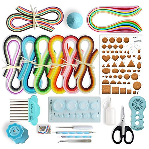 JUYA Paper Quilling Kits with 960 Strips and 13 Tools  Blue Tools  Width 3mm Have Glue