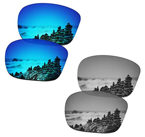 SmartVLT Men s Ice Blue Silver Titanium Replacement Lenses for Oakley Sliver F OO9246 Sunglass