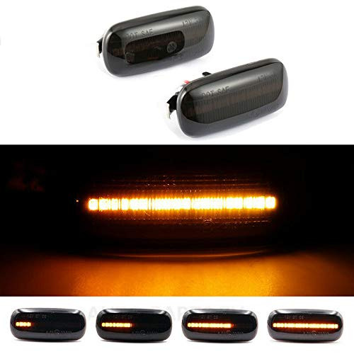 Kamouse Dynamic Smoke Amber SMD Led Side Marker Light Indicators Light Turn Signal Lamp Assembly Replacement for Audi A3 S3 8P A4 S4 RS4 B6 B7 B8 A6 S6 RS6