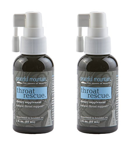 Peaceful Mountain Throat Rescue  Pack of 2  with Elemental Silver  Purified Water and Peppermint Essential Oil  Natural and Holistic Throat Support  2 fl  oz