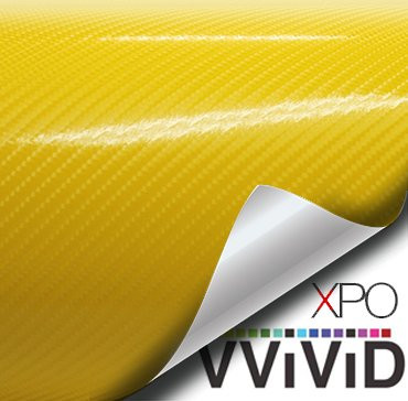 VViViD XPO Yellow 3D Carbon Fiber Vinyl Wrap Roll with Air Release Technology  3ft x 5ft