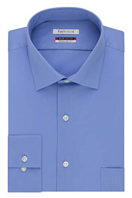 Van Heusen Men s Flex Collar Regular Fit Solid Spread Collar Dress Shirt  Periwinkle  16 5  Neck 32  33  Sleeve