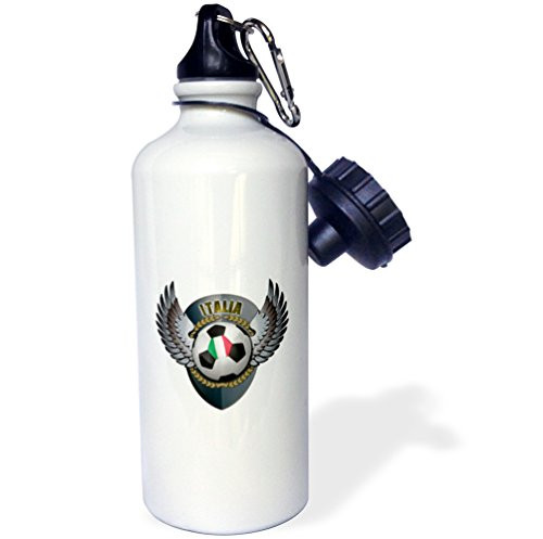 3dRose wb_158039_1 "Italia soccer ball with crest team football Italy Italian" Sports Water Bottle, 21 oz, White 3dRose wb_158039_1 "Italia soccer ball with crest team football Italy Italian" Sports Water Bottle, 21 oz, White