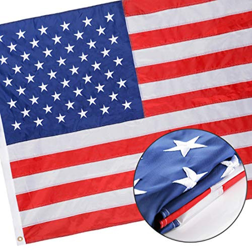 Winbee Embroidered American Flag 3x5 ft   Heavy Duty Nylon US Outdoor Flagswith Embroider Stars  Sewn Stripes  Brass Grommets and UV Protected  Best Indoors Outdoors USA Flag 3x5