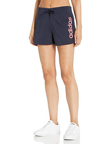 adidas Women s Essentials Linear Shorts  Ink Signal Pink L