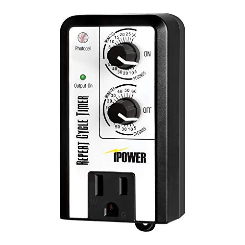 iPower GLTIMEREPEAT Short Period Repeat Intermittent 3 Cycle Mode Interval Timer for Day  Night  24 Hour  Black