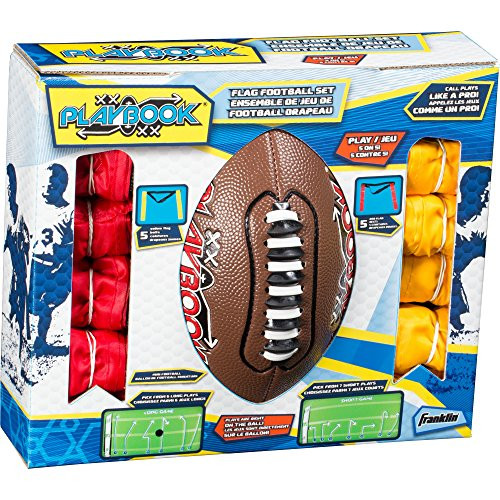Franklin Sports Playbook Youth Flag Football Set - Includes Mini Playbook Football and Two Flag Sets of 5