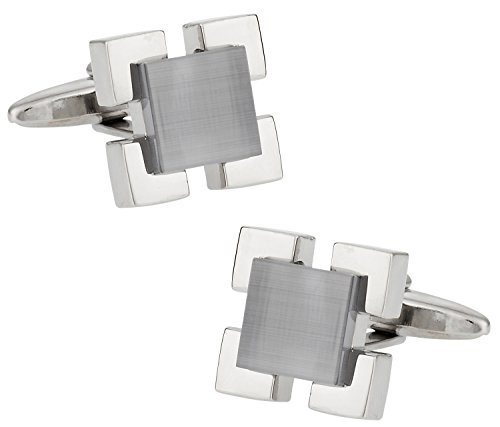 Cuff Daddy Gray Glass Medalliion Cufflinks with Presentation Box