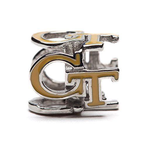 Georgia Tech Charm   GT Yellow Jackets   Gold Colored Block GT 4 Sided Charm   Officially Licensed Georgia Tech Jewelry   Georgia Tech Ramblin Wreck   GT Jewelry   GT Charms   Stainless Steel