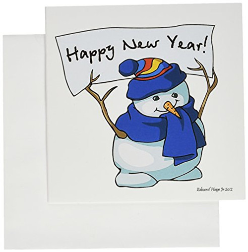 3dRose Happy New Year Snowman - Greeting Cards, 6 x 6 inches, set of 12 (gc_61183_2)