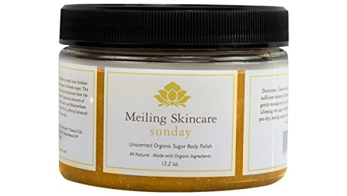 Sunday Organic Body Scrub w Unscented Organic Turbinado Sugar Shea Butter Rosehip Jojoba Camellia Seed and Meadowfoam oil Sunday Organic Body Scrub w Unscented Organic Turbinado Sugar Shea Butter Rosehip Jojoba Camellia Seed and Meadowfoam oil