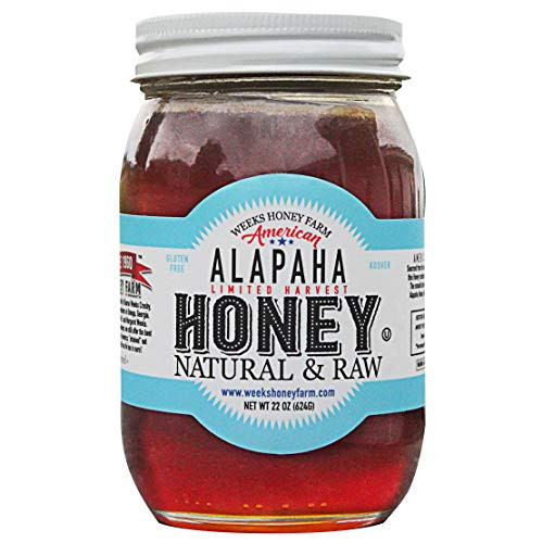 Weeks Honey Farm American Alapaha Honey is 100 Pure  Raw  Unique Natural Blend of South Georgia Tupelo and Wildflower Honey  22 Ounce Glass Jar