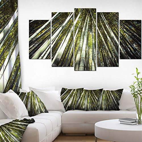 Designart Long Bamboo Forest Canvas Wall Art Print-60x32 5 Piece-PT11180-373, 60x32-5 Panels Diamond Shape