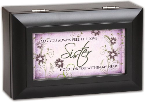 Cottage Garden Sister Matte Black Petite Music Box/Jewelry Box Plays Amazing Grace Cottage Garden Sister Matte Black Petite Music Box/Jewelry Box Plays Amazing Grace