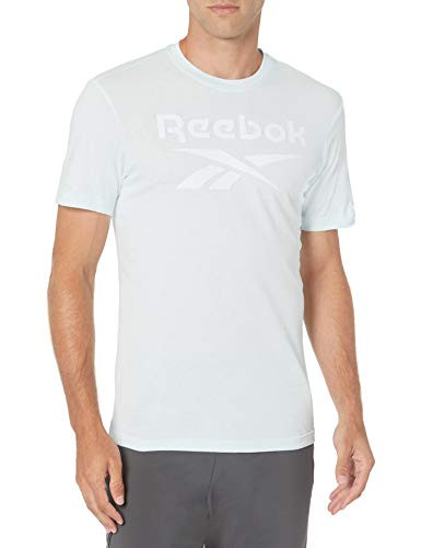 Reebok Stacked Logo Tee  Glass Blue  L