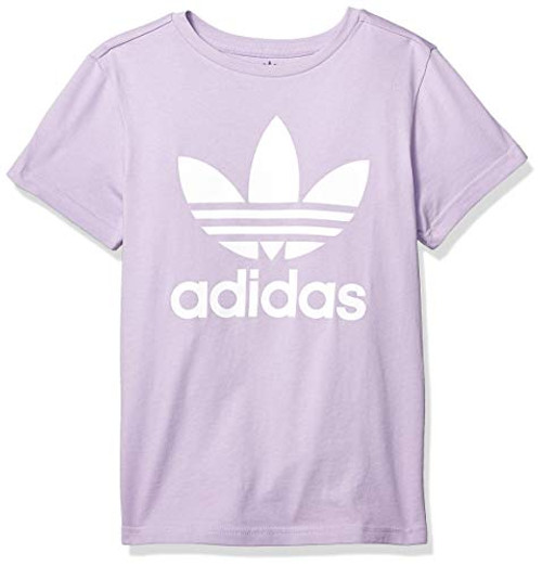 adidas Originals Boys  Big Trefoil Tee  purple glow white  Medium adidas Originals Boys  Big Trefoil Tee  purple glow white  Medium
