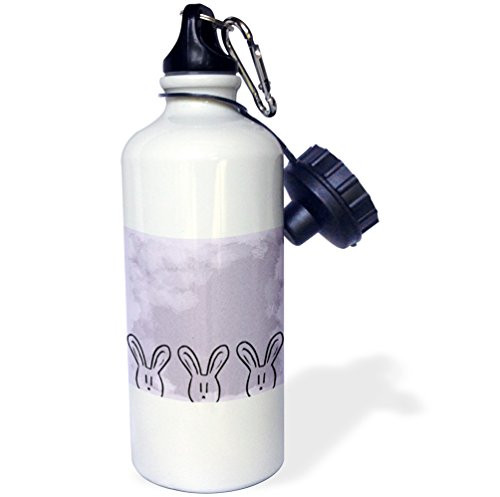 3dRose  Three Bunnies Pastel Purple Cute Art  Sports Water Bottle  21 oz  White
