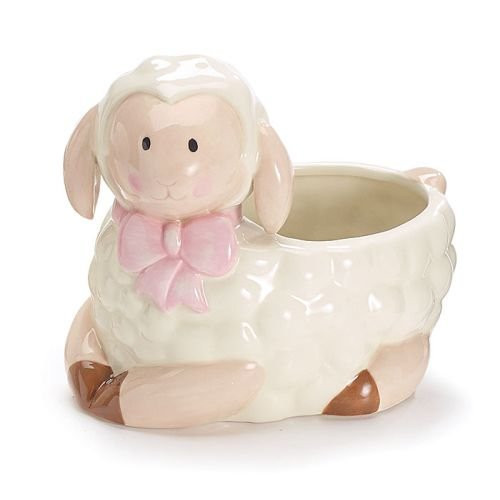 Burton   Burton 9726901 Planter Baby Lamb Hand Painted Ceramic  Multicolor