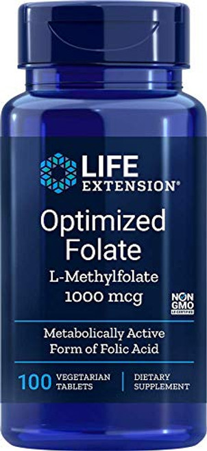 Life Extension Optimized Folate L Methylfolate 1000 mcg 100 vegetarian Tablets 3 Pack by Life Extension Life Extension Optimized Folate L Methylfolate 1000 mcg 100 vegetarian Tablets 3 Pack by Life Extension