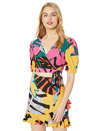 BCBGeneration Women s Graphic Floral Wrap Top  Multi  XX Small