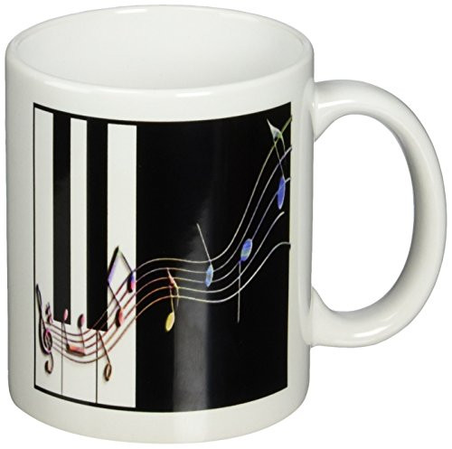 3dRose Multi Colored Music Notes on Piano Keys Ceramic Mug  11 Ounce