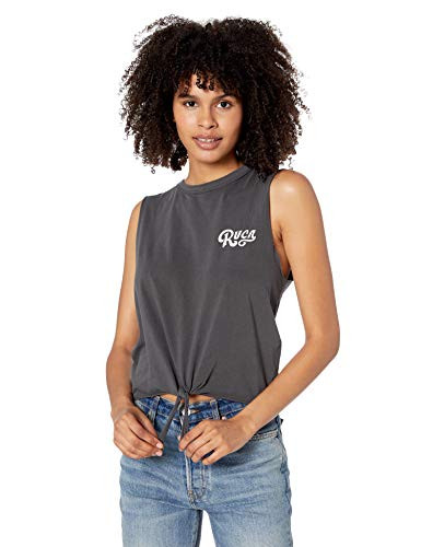 RVCA Womens Old WEST TIE Front Tank TOP  black M