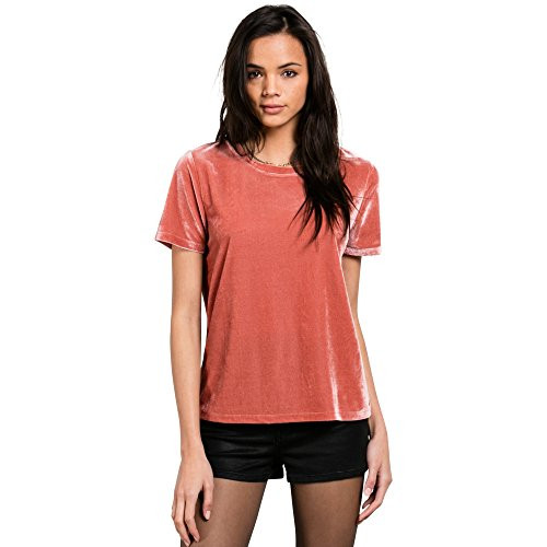 Volcom Junior s Womens  Velour You in Short Sleeve Crew Neck Top  Mauve  XS