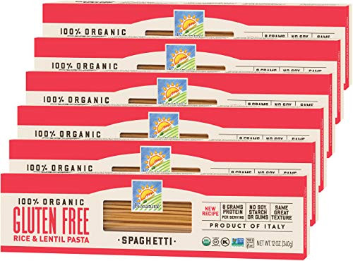 Bionaturae Spaghetti Gluten Free Pasta   Rice and Lentil Spaghetti Pasta   Non GMO   Lower Carb   Kosher   USDA Certified Organic   Made in Italy   12 oz  6 Pack