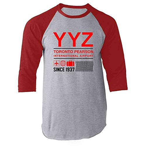 YYZ Toronto Airport Code Since 1937 Travel Red 3XL Raglan Baseball Tee Shirt