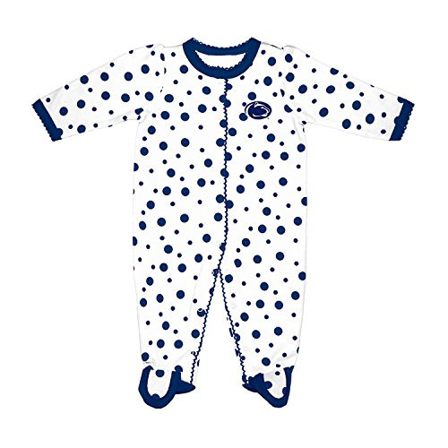 Two Feet Ahead NCAA Penn State Nittany Lions Infant Polka Dot Footed Creeper Dress  6 Months  Navy