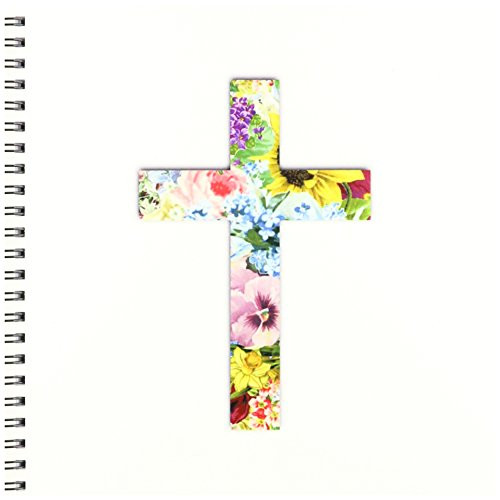 3dRose db_185474_1 Floral Christian Cross Colorful Girly Flower Pattern Religious Symbol Drawing Book, 8 by 8"