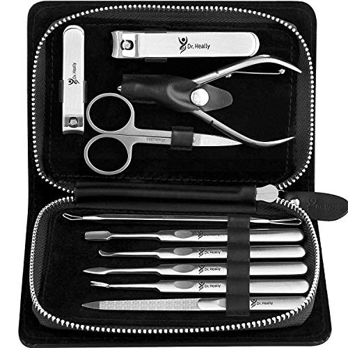Manicure Set for Men  Pedicure Kit for Women  Manicure Kit stainless steel  Pedicure Tools with a leather case  Professional pedicure set  Manicure Tools Black